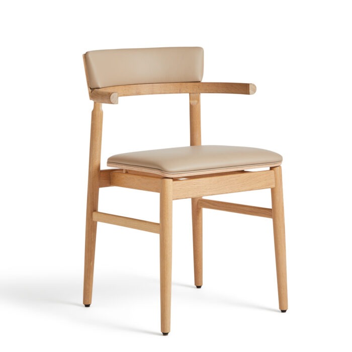 SIBBA | SPISESTOL | EG - Eg | Lys, Læder / Beige