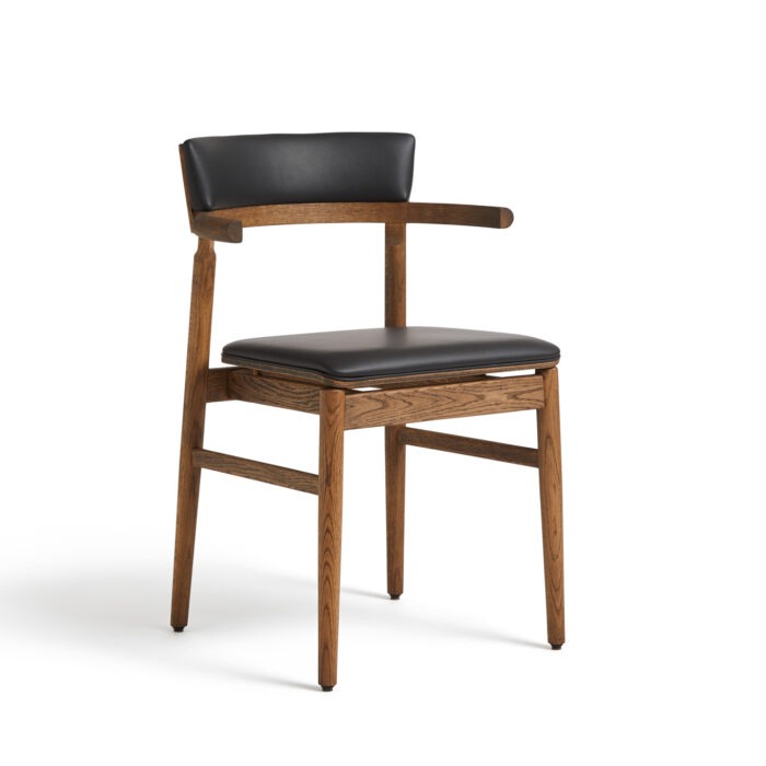 SIBBA | SPISESTOL | EG - Eg | Mørk, Læder / Sort